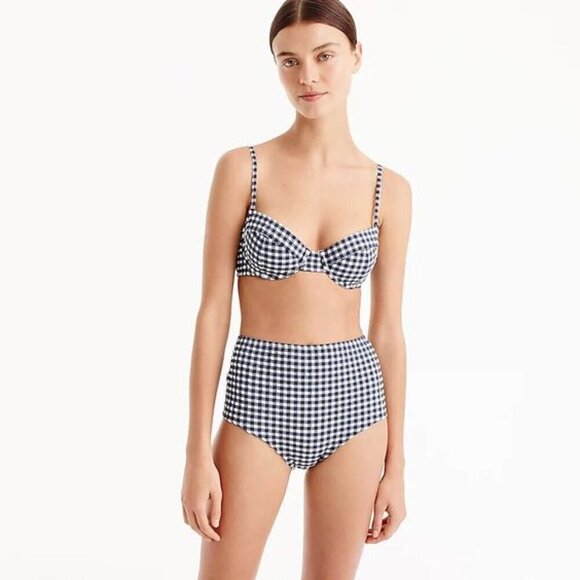 J. Crew Other - J Crew Matching Set Balconette Underwire Bikini 3 Piece Gingham Women's 32C XS